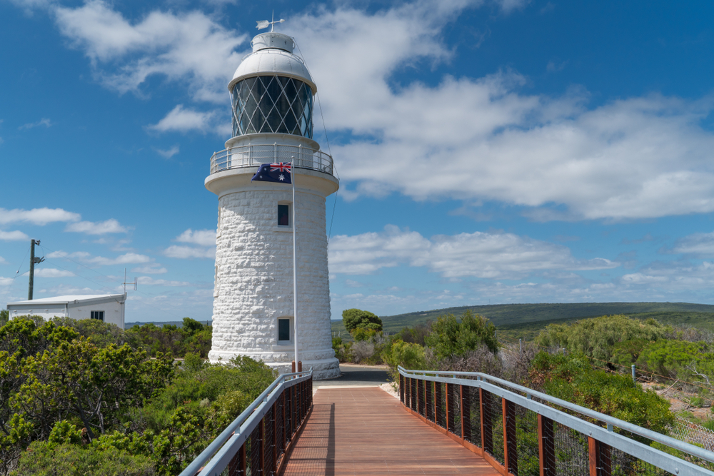 A scenic view of a historic lighthouse Cape Naturaliste in Margaret River